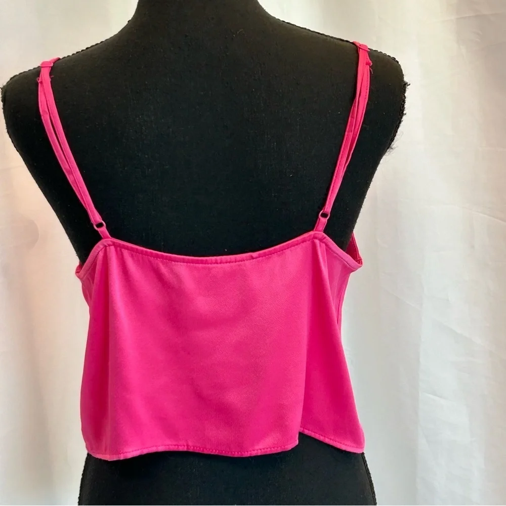 Zara pink satin effect draped cowl neck spaghetti strap camisole top blouse L - Picture 4 of 11